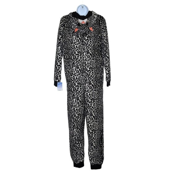 NWT Nick & Nora Cheetah Pajamas Womens M Footless Unionsuit PJs Costume Hood - Picture 6 of 10